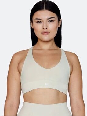 SET Active Racer V Bra in Oat Milk